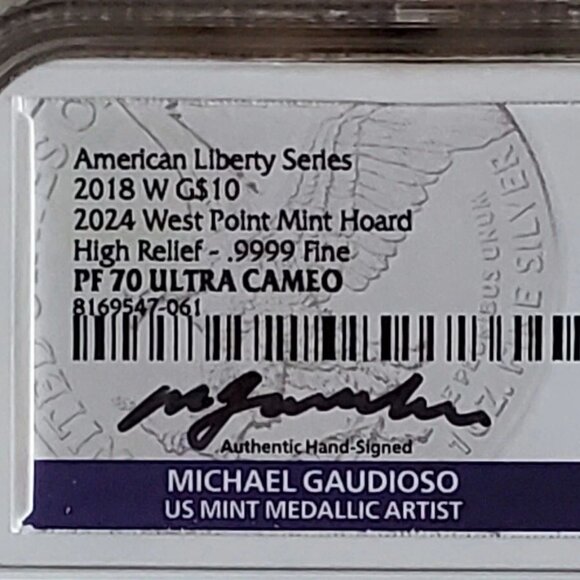 2018-W $10 Am Liberty Pedigree | PF70 UCAM | West Point Hoard | Gaudioso Signed - Picture 5 of 6